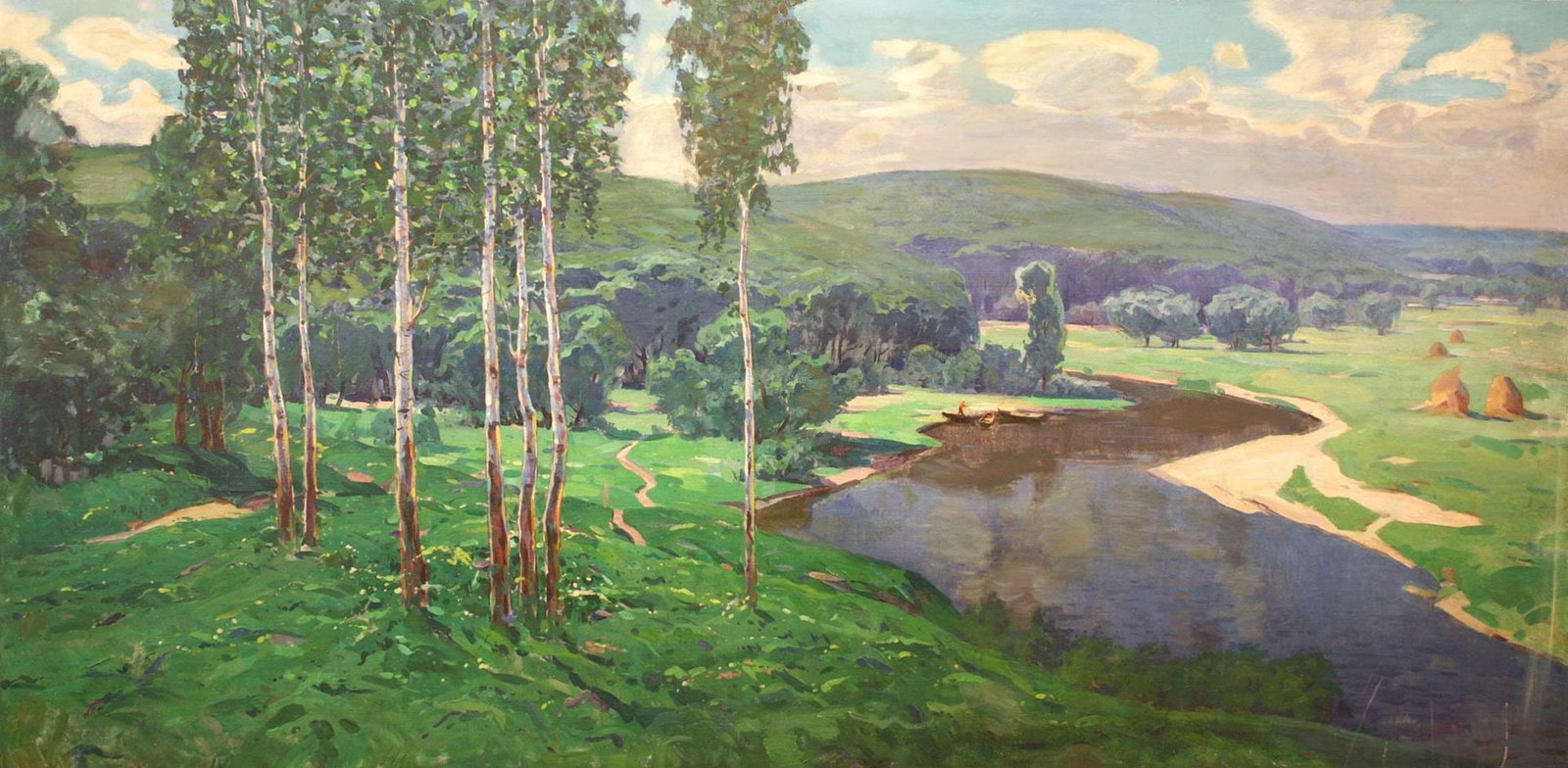 Unidentified (Ukrainian artist), "Birches in the river", oil on canvas (1 of 1)
