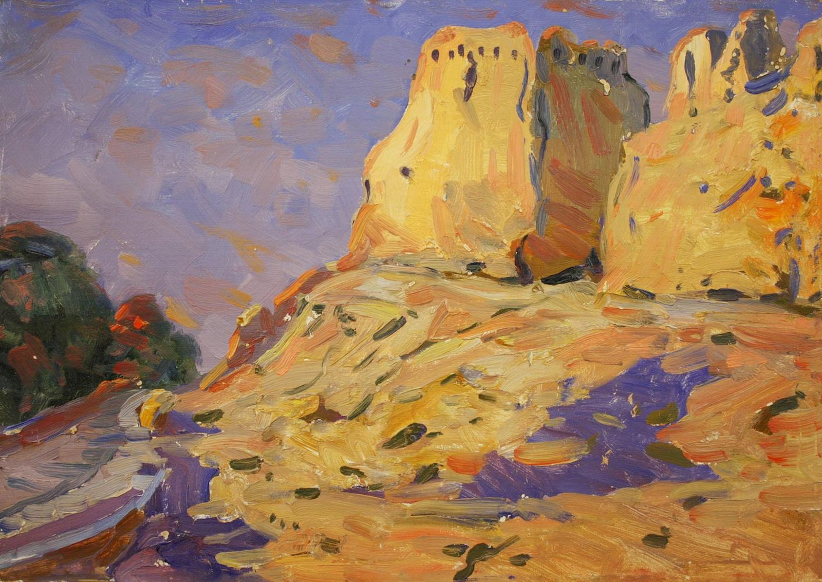 Tyukha Ivan (Ukrainian artist), "The ruins of the castle (of "Asia" series)", oil on cardboard (1 of 1)
