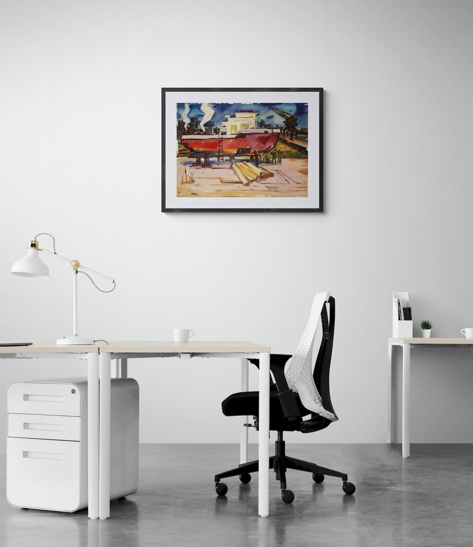 Kirilkov Valentin (Ukrainian artist), "Repairing boats", watercolor on paper - 2