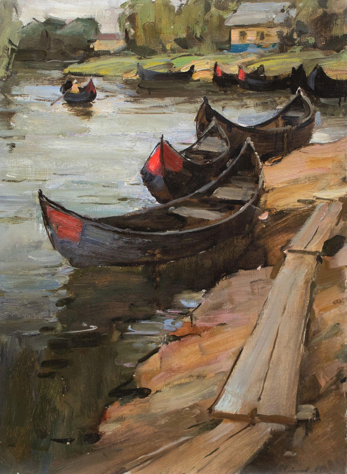 Chudinov Yury (Ukrainian artist), "Boats", oil on canvas: Title: Chudinov Yury (Ukrainian artist), "Boats", oil on canvas Artist: Chudinov Yury Vasylyovich Description: ARTIST: Chudinov Yury Vasylyovich, Ukrainian artist TITLE: "Boats" SIZE: 70 x 49 cm, (27
