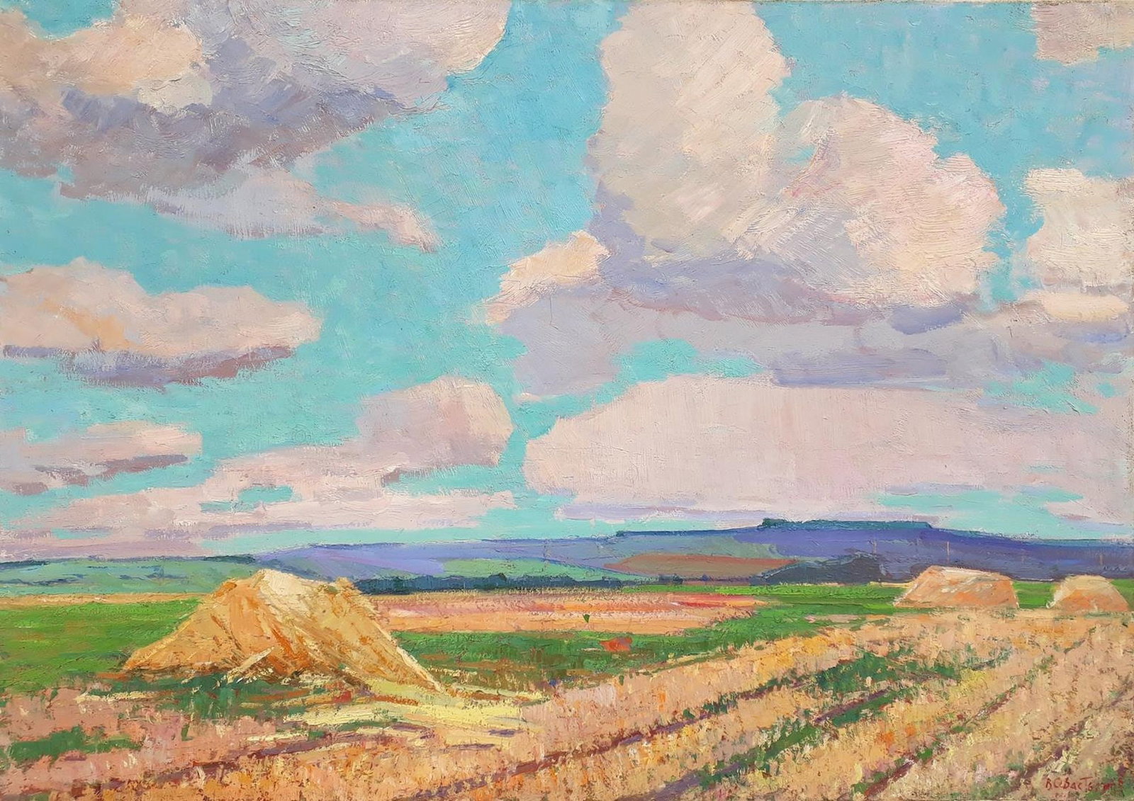 Sevastyanov Victor (Ukrainian artist), "Field", oil on canvas: Title: Sevastyanov Victor (Ukrainian artist), "Field", oil on canvas Artist: Sevastyanov Victor Grigorovich Description: ARTIST: Sevastyanov Victor Grigorovich, Ukrainian artist TITLE: "Field" SIZE: 9