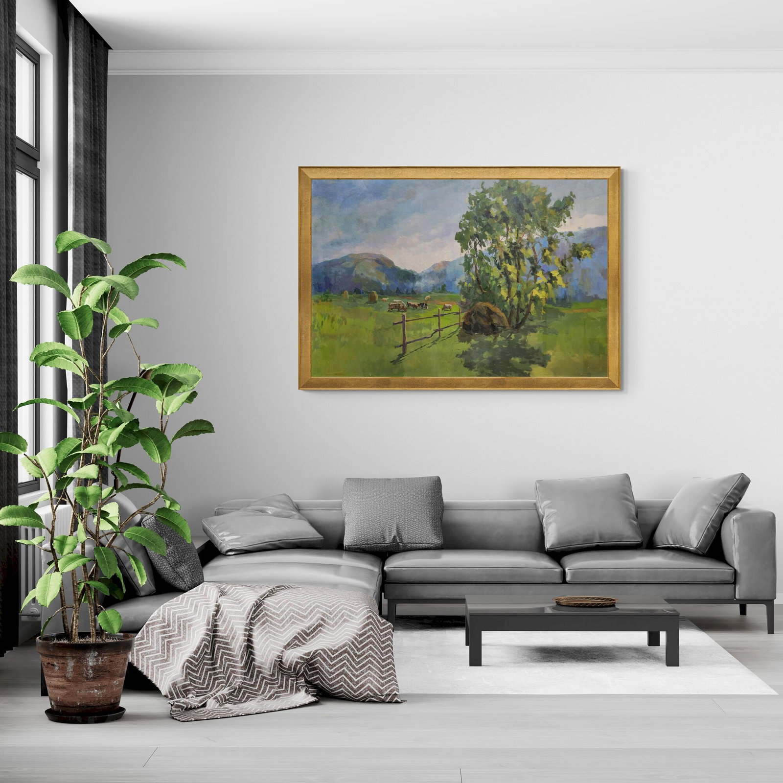 Unidentified (Ukrainian artist), "The pasture", oil on canvas - 3