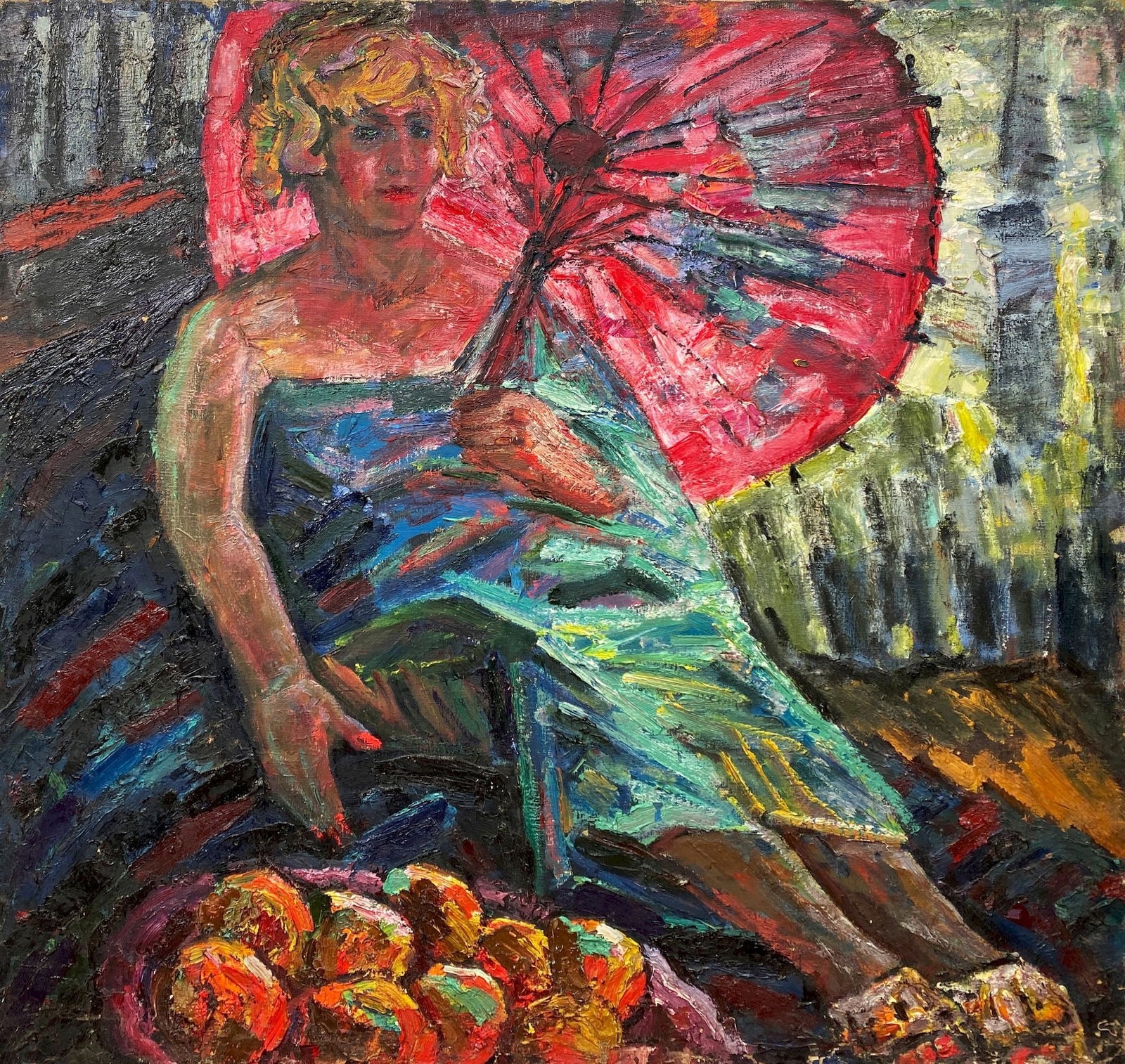 Litvinov Oleksiy (Ukrainian artist), "Japanese umbrella", oil on canvas: Title: Litvinov Oleksiy (Ukrainian artist), "Japanese umbrella", oil on canvas Artist: Litvinov Oleksiy Grygorovich Description: ARTIST: Litvinov Oleksiy Grygorovich, Ukrainian artist TITLE: