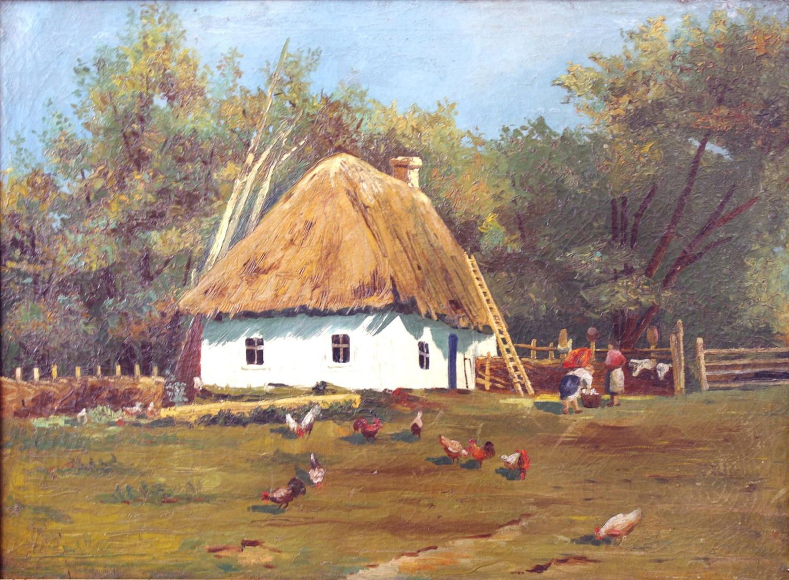 Unidentified (Ukrainian artist), "Neighbor (near the house)", oil on canvas (1 of 1)