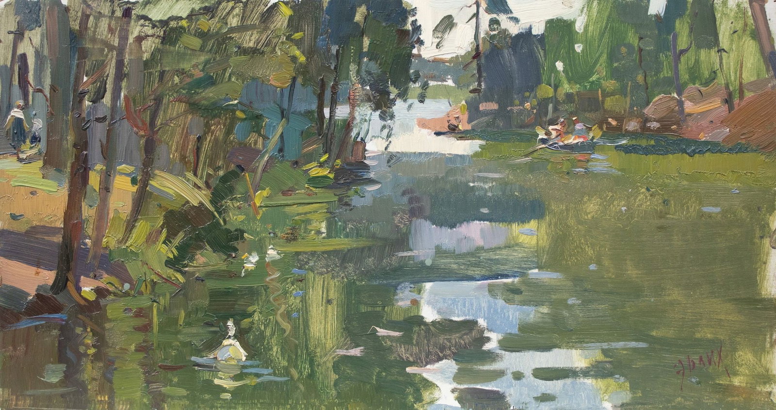 Erlih Volodymyr (Ukrainian artist), "Near Kyev", oil on cardboard: Title: Erlih Volodymyr (Ukrainian artist), "Near Kyev", oil on cardboard Artist: Erlih Volodymyr Isaakovich Description: ARTIST: Erlih Volodymyr Isaakovich, Ukrainian artist TITLE: "Near Kyev" 