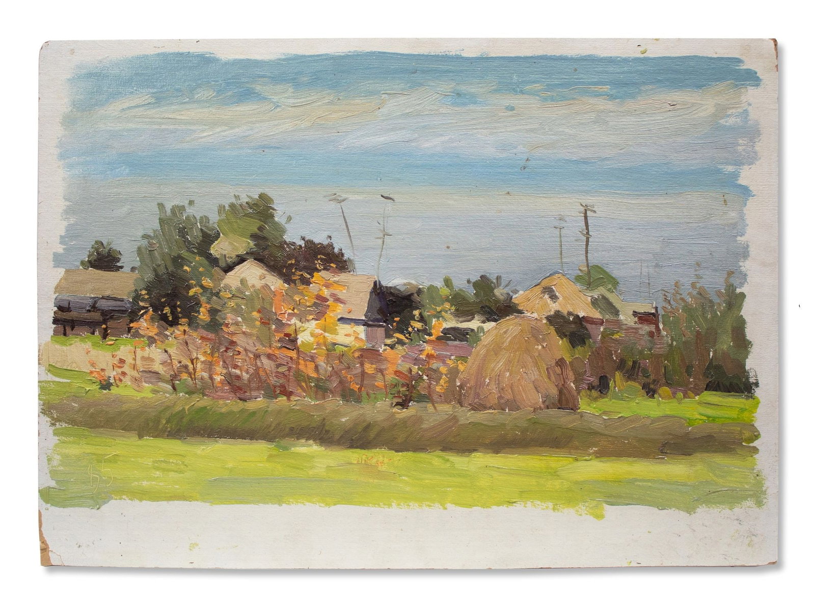 Mashnitsky Valeryi (Ukrainian artist), "Etude. Village", oil on cardboard - 2