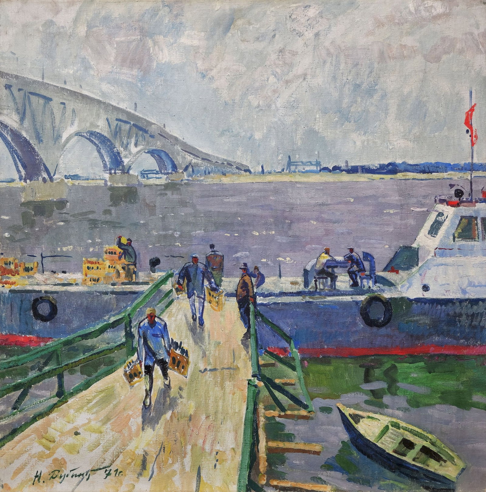 Dubina Mykola (Ukrainian artist), "Dnipro Embankment", oil on canvas: Title: Dubina Mykola (Ukrainian artist), "Dnipro Embankment", oil on canvas Artist: Dubina Mykola Oleksyevich Description: ARTIST: Dubina Mykola Oleksyevich, Ukrainian artist TITLE: "Dnipro Embankment