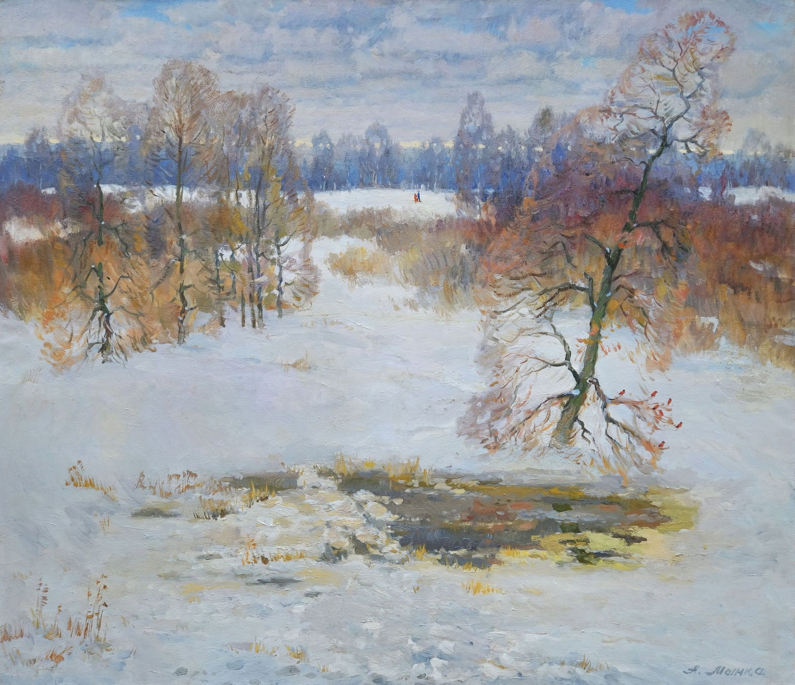 Mynka Olexandr (Ukrainian artist), "Winter. Snow fields (walking)", oil on canvas: Title: Mynka Olexandr (Ukrainian artist), "Winter. Snow fields (walking)", oil on canvas Artist: Mynka Olexandr Fedorovich Description: ARTIST: Mynka Olexandr Fedorovich, Ukrainian artist TITLE: "Wint