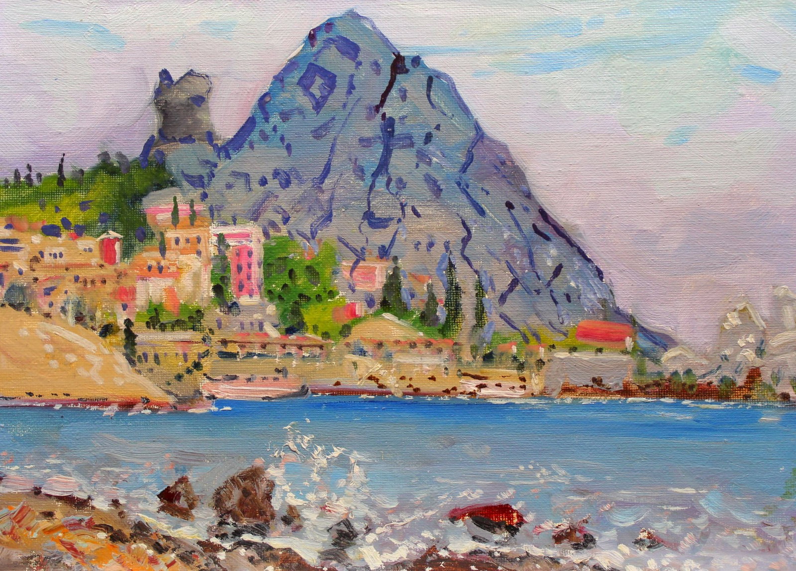 Tyukha Ivan (Ukrainian artist), "Harbor", oil on canvas on cardboard: Title: Tyukha Ivan (Ukrainian artist), "Harbor", oil on canvas on cardboard Artist: Tyukha Ivan Andriyovich Description: ARTIST: Tyukha Ivan Andriyovich, Ukrainian artist TITLE: "Harbor" SIZE: 35 x 50