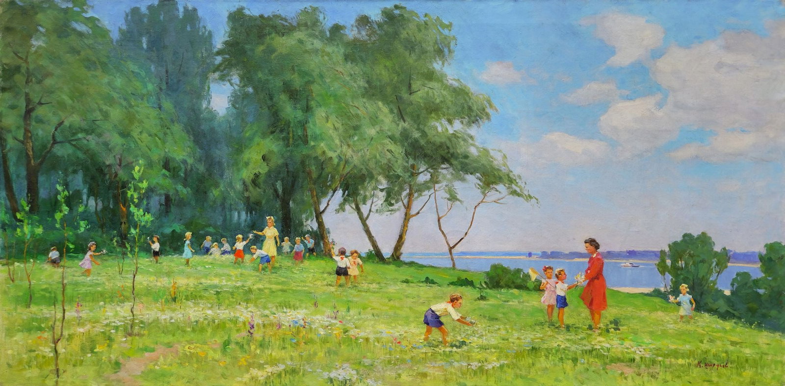 Shurupov Konstantin (Ukrainian artist), "On a walk", oil on canvas: Title: Shurupov Konstantin (Ukrainian artist), "On a walk", oil on canvas Artist: Shurupov Konstantin Oleksiyovich Description: ARTIST: Shurupov Konstantin Oleksiyovich, Ukrainian artist TITLE: "On a