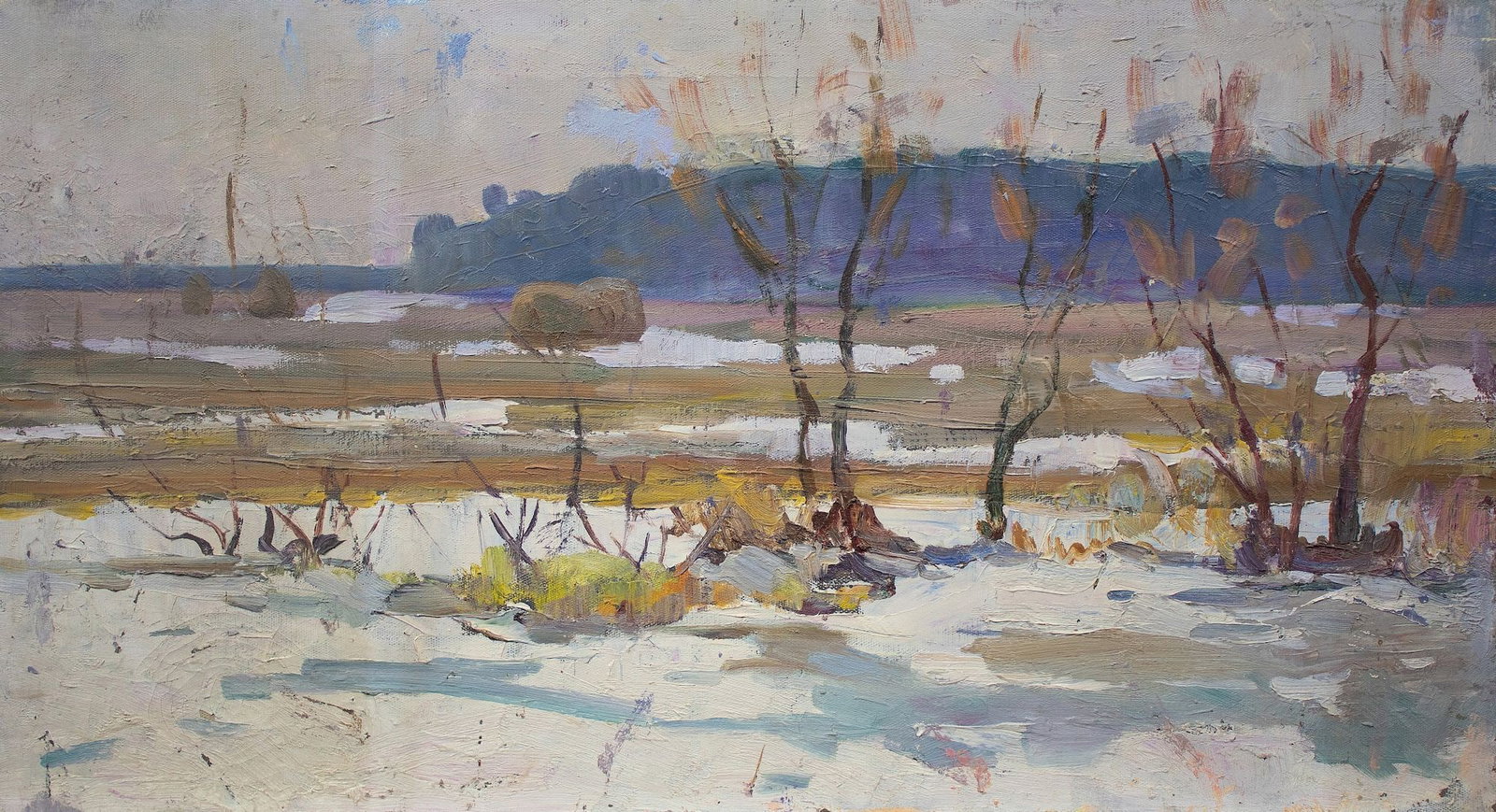 Tyukha Ivan (Ukrainian artist), "Snow on the field", oil on canvas: Title: Tyukha Ivan (Ukrainian artist), "Snow on the field", oil on canvas Artist: Tyukha Ivan Andriyovich Description: ARTIST: Tyukha Ivan Andriyovich, Ukrainian artist TITLE: "Snow on the field" 