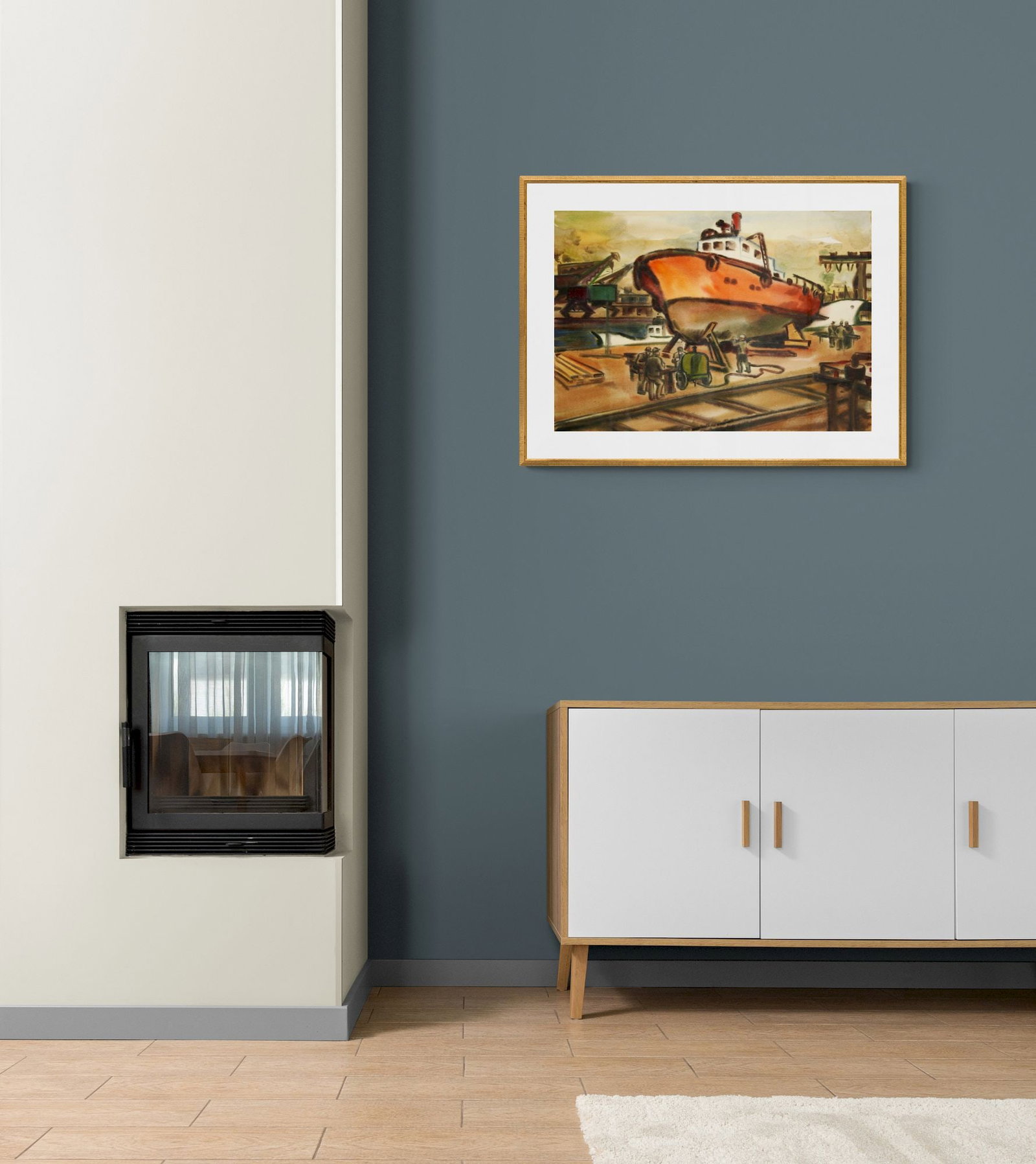 Kirilkov Valentin (Ukrainian artist), "Welding work on a boat", watercolor on paper - 2