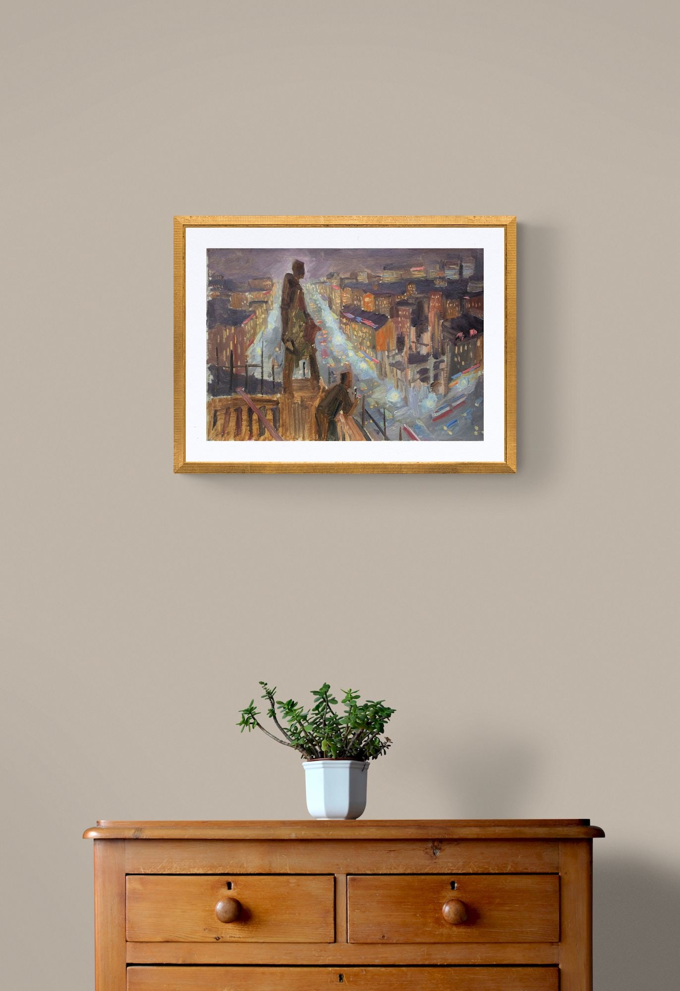 Chernikov Mykola (Ukrainian artist), "Contemplating Kyiv at night", oil on cardboard - 4