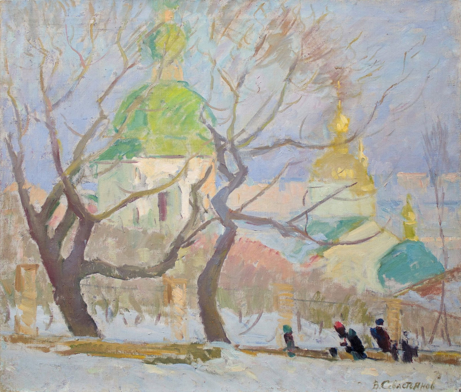 Sevastyanov Victor (Ukrainian artist), "Churches", oil on canvas: Title: Sevastyanov Victor (Ukrainian artist), "Churches", oil on canvas Artist: Sevastyanov Victor Grigorovich Description: ARTIST: Sevastyanov Victor Grigorovich, Ukrainian artist TITLE: "Churches" S