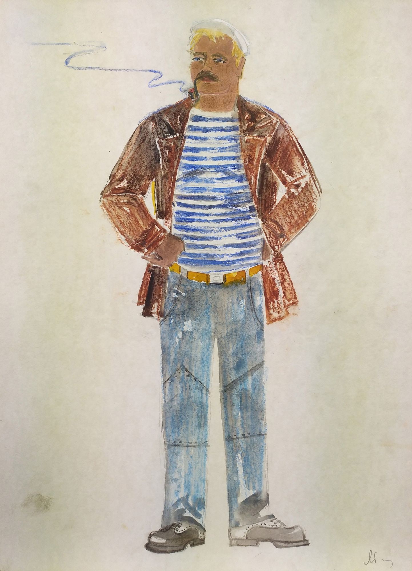 Yablonska Olena (Ukrainian artist), "Boatswain", watercolor on cardboard: Title: Yablonska Olena (Ukrainian artist), "Boatswain", watercolor on cardboard Artist: Yablonska Olena Nylivna Description: ARTIST: Yablonska Olena Nylivna, Ukrainian artist TITLE: "Boatswain" 