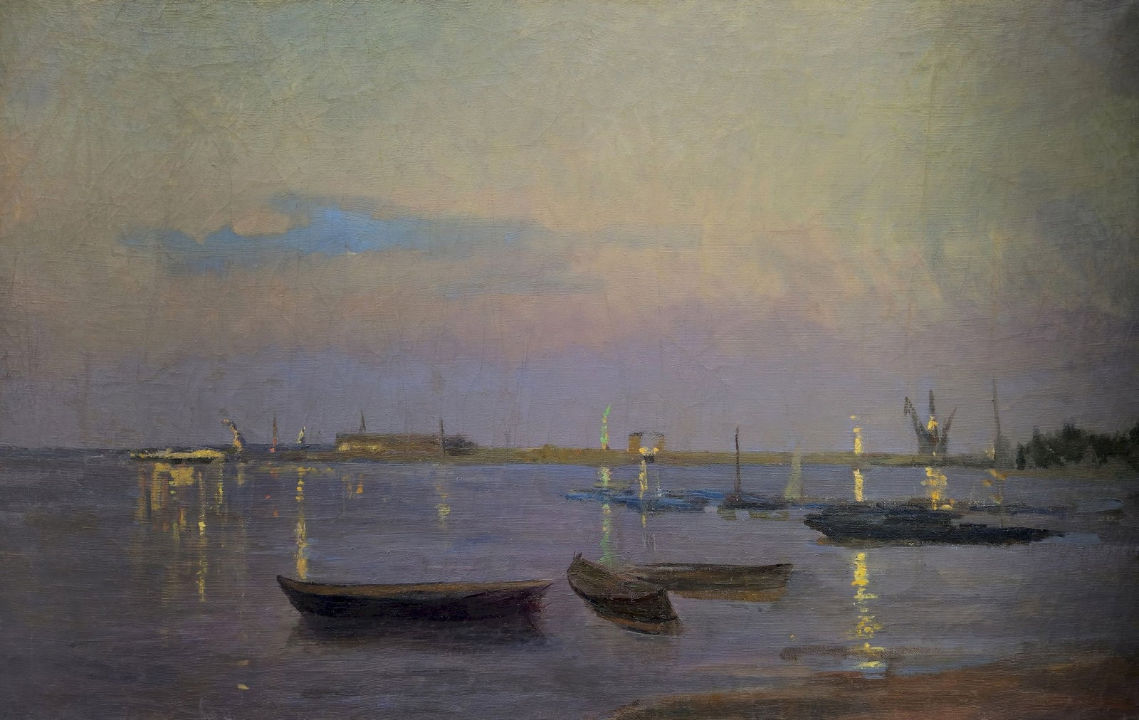 Kogan-Shatz Matviy (Ukrainian artist), "Boats on the river", oil on canvas: Title: Kogan-Shatz Matviy (Ukrainian artist), "Boats on the river", oil on canvas Artist: Kogan-Shatz Matviy Borisovich Description: ARTIST: Kogan-Shatz Matviy Borisovich, Ukrainian artist TITLE: "Boa