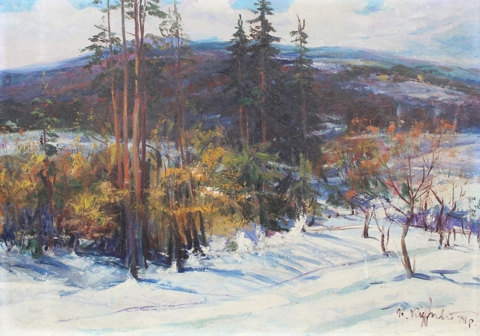 Kurilo Kirilo (Ukrainian artist), "Pines", oil on wood (1 of 4)