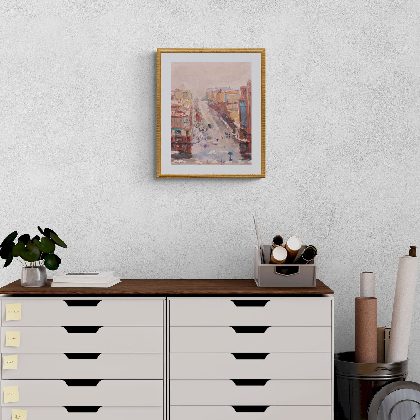 Unidentified (Ukrainian artist), "Khreshchatyk under the rain", oil on cardboard - 3