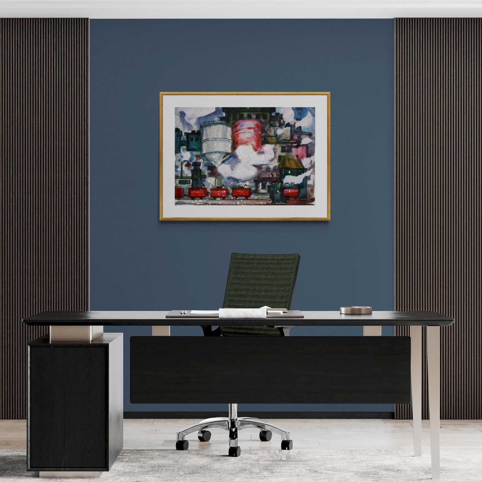 Kirilkov Valentin (Ukrainian artist), "Red cars in a factory", watercolor on paper - 2