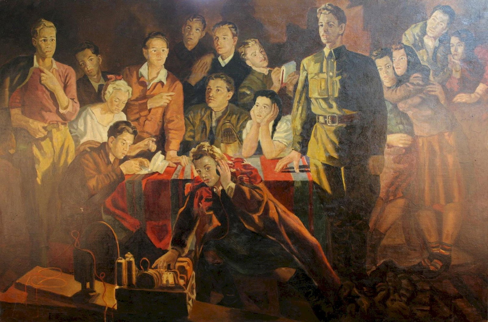 Unidentified (Ukrainian artist), "Listening to", oil on canvas (1 of 3)