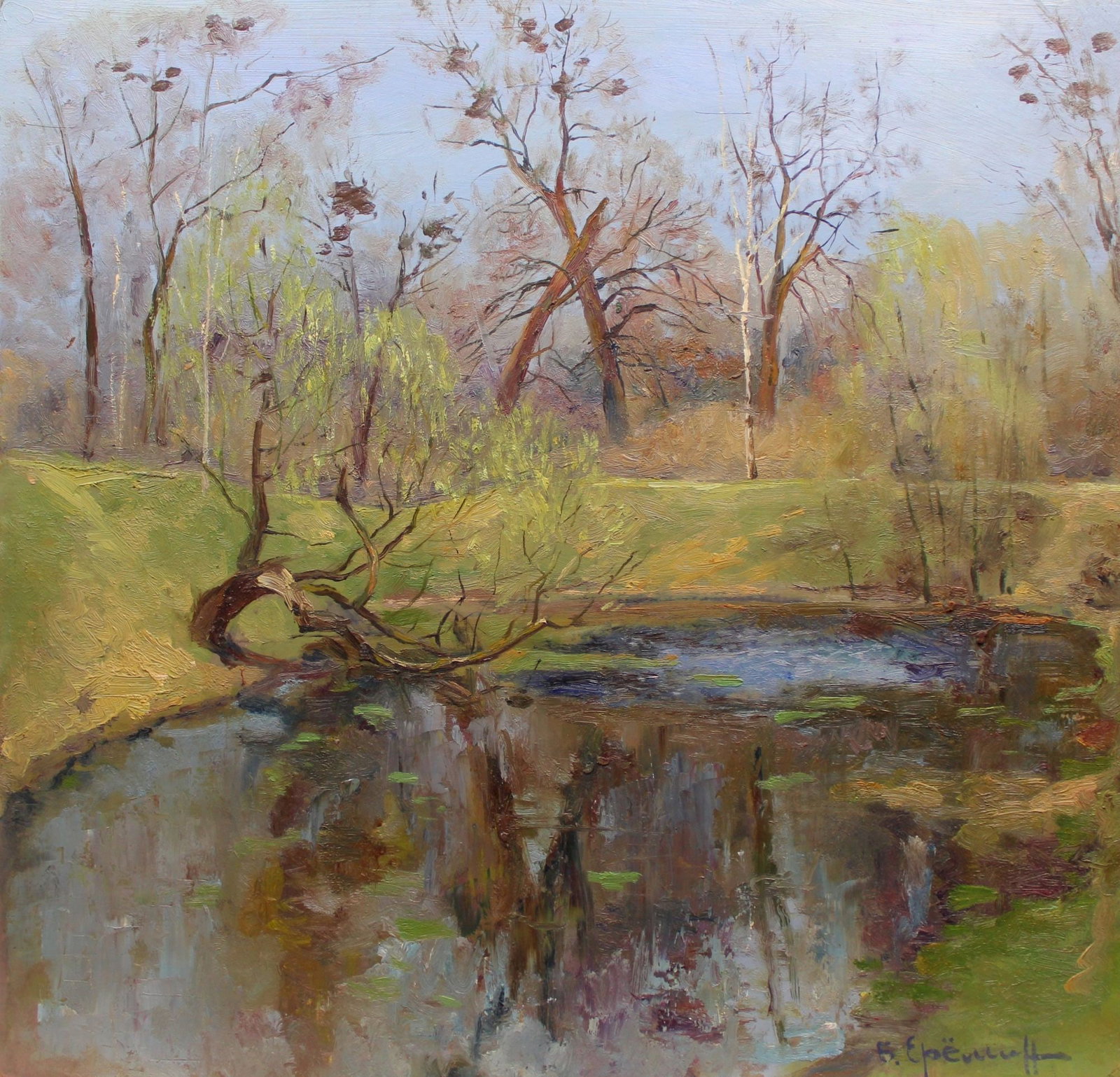 Yeremin Boris (Ukrainian artist), "Pond", oil on cardboard (1 of 4)