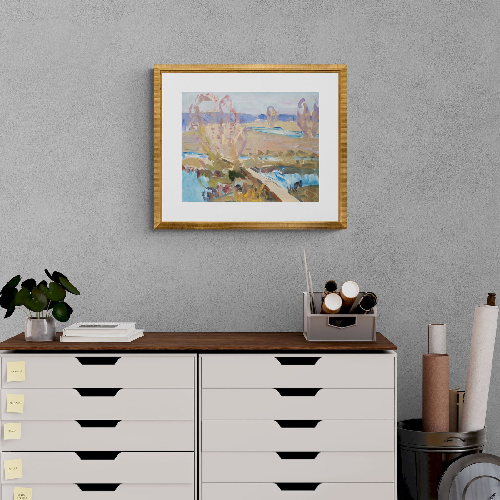 Tyukha Ivan (Ukrainian artist), "The bridge across the river", oil on cardboard - 3