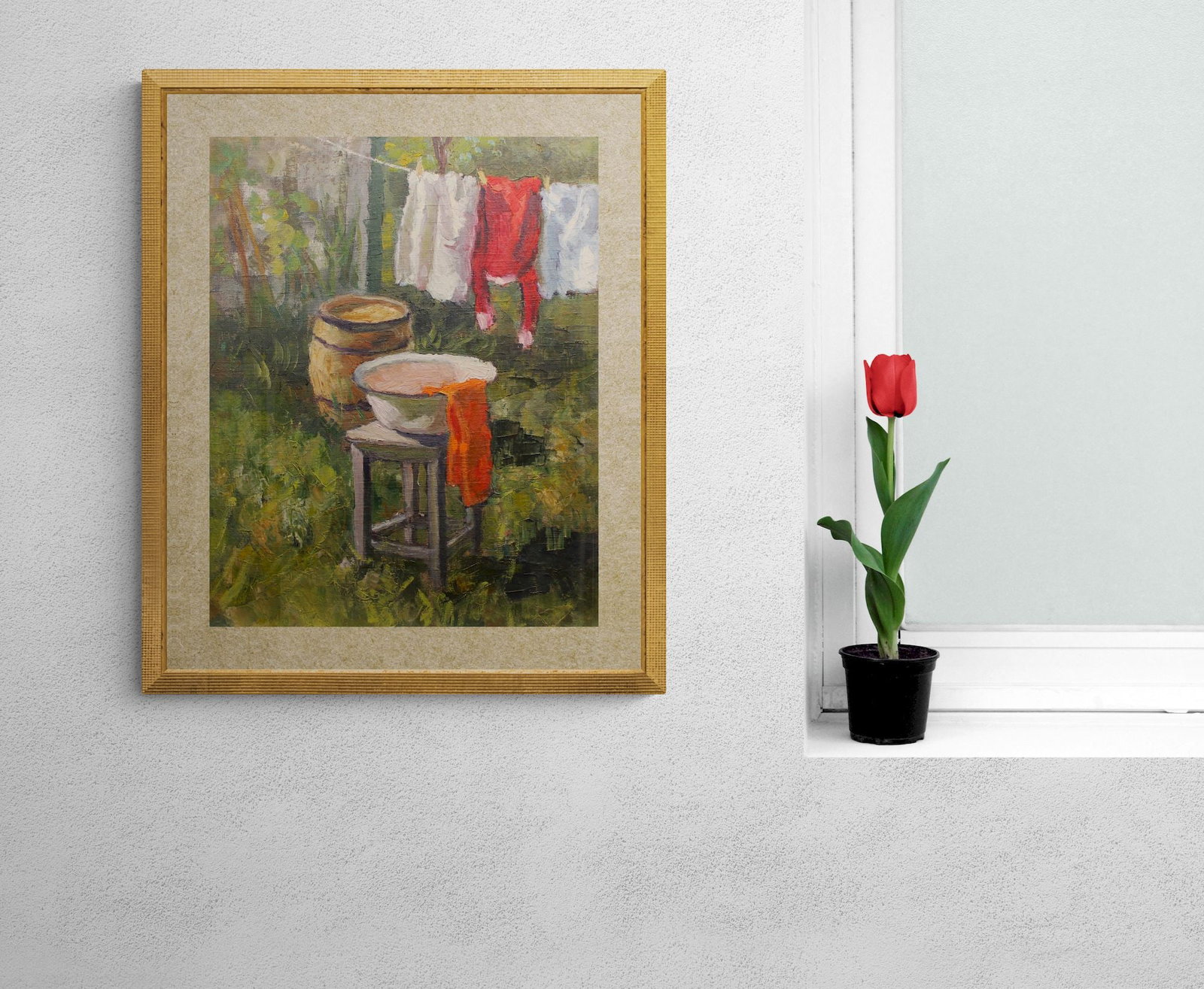 Unidentified (Ukrainian artist), "Wash clothes", oil on cardboard - 3