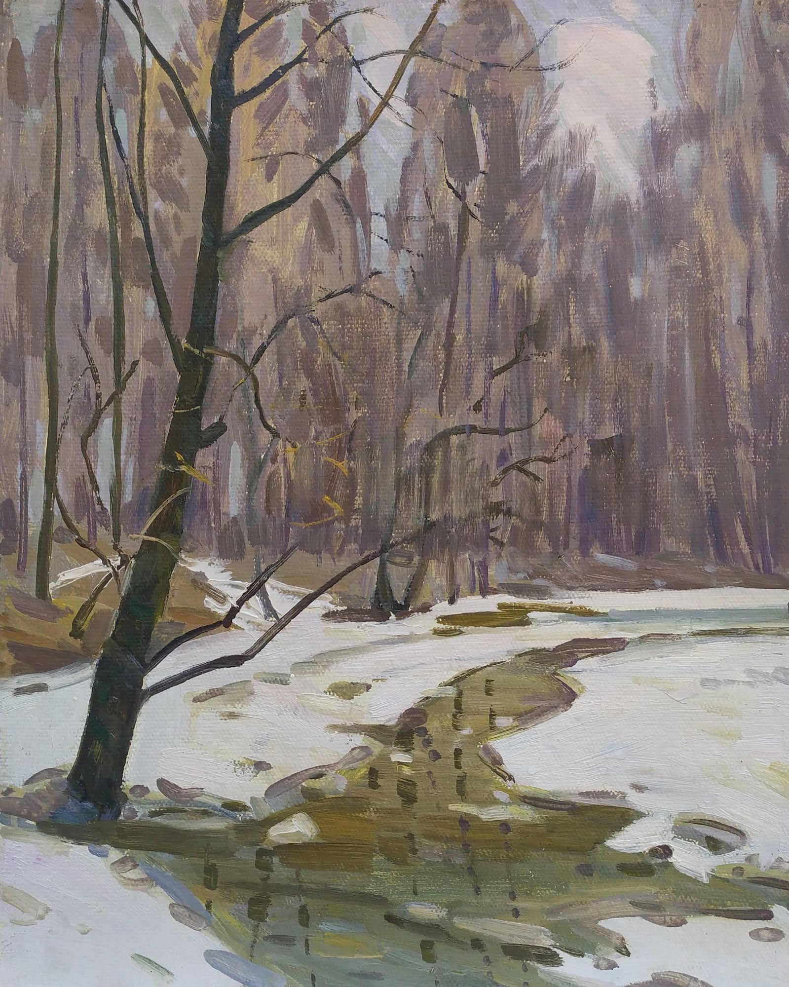 Tyukha Ivan (Ukrainian artist), "Coldly", oil on cardboard: Title: Tyukha Ivan (Ukrainian artist), "Coldly", oil on cardboard Artist: Tyukha Ivan Andriyovich Description: ARTIST: Tyukha Ivan Andriyovich, Ukrainian artist TITLE: "Coldly" SIZE: 50 x 40 cm,