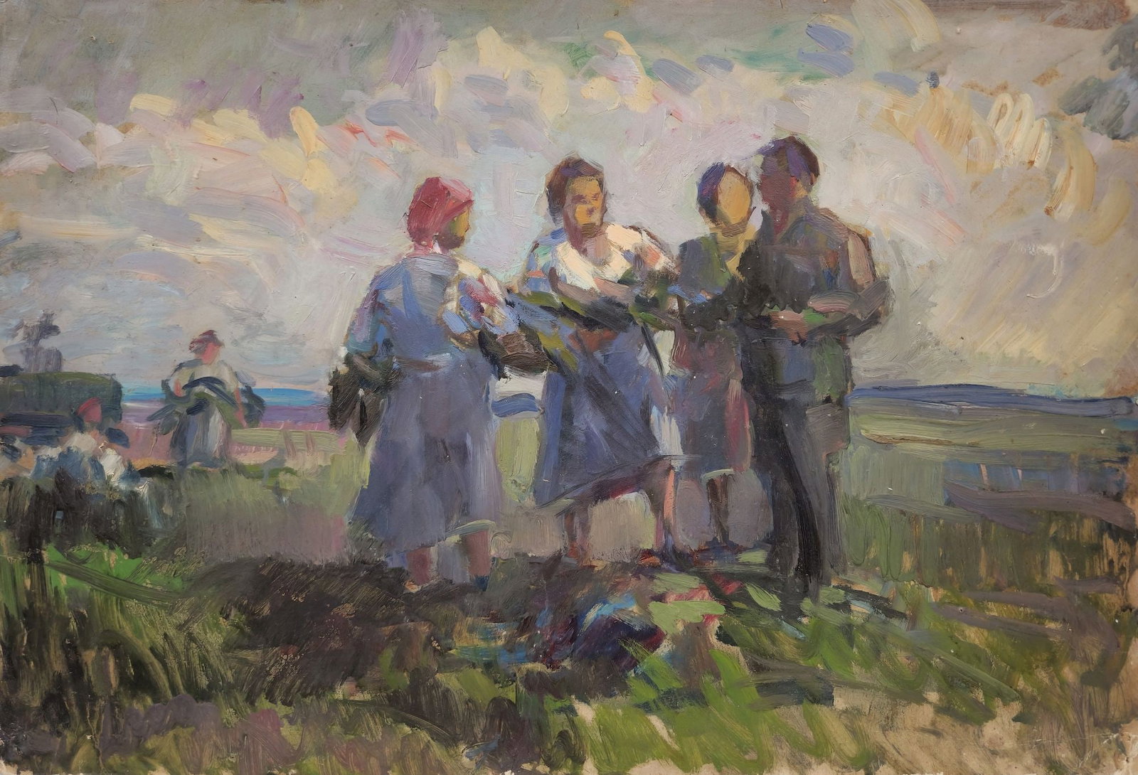 Bespalov Ivan (Ukrainian artist), "Harvesting", oil on cardboard (1 of 4)
