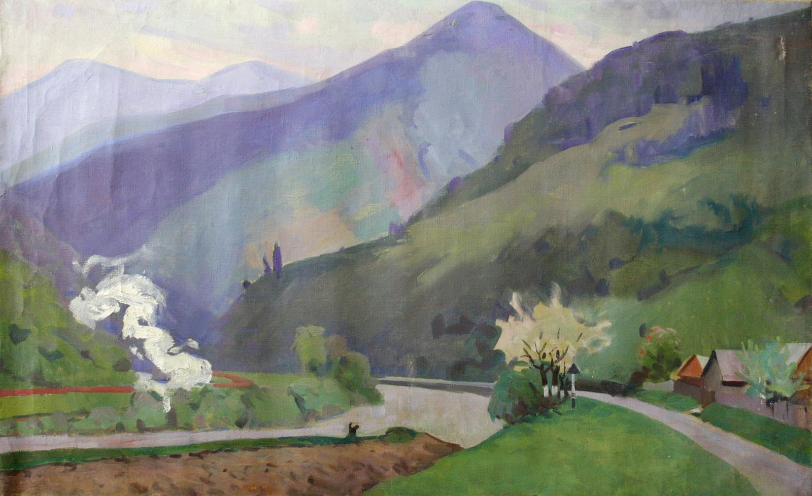 Unidentified (Ukrainian artist), "Carpathian motif", oil on canvas (1 of 2)