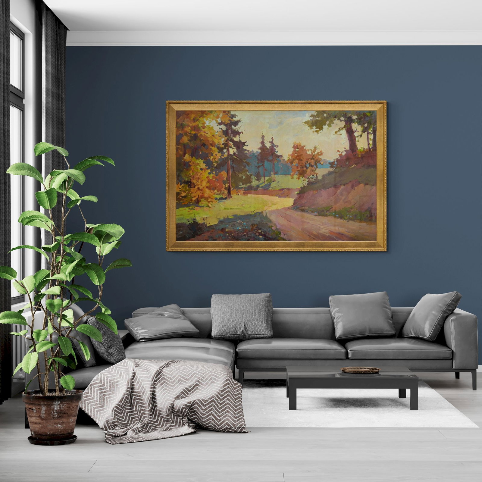 Unidentified (Ukrainian artist), "Forest road", oil on canvas - 4