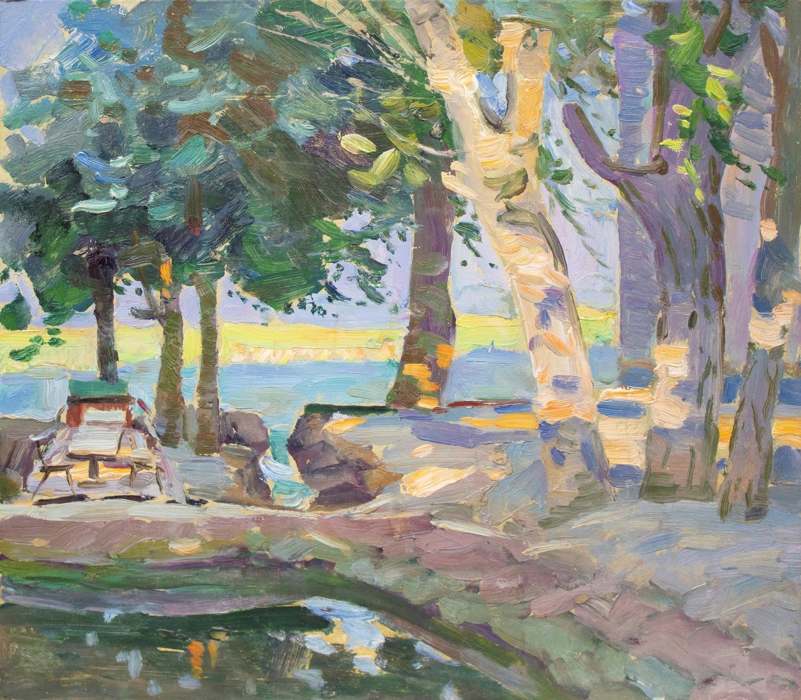 Tyukha Ivan (Ukrainian artist), "Summer south", oil on cardboard: Title: Tyukha Ivan (Ukrainian artist), "Summer south", oil on cardboard Artist: Tyukha Ivan Andriyovich Description: ARTIST: Tyukha Ivan Andriyovich, Ukrainian artist TITLE: "Summer south" SIZE: 40 x