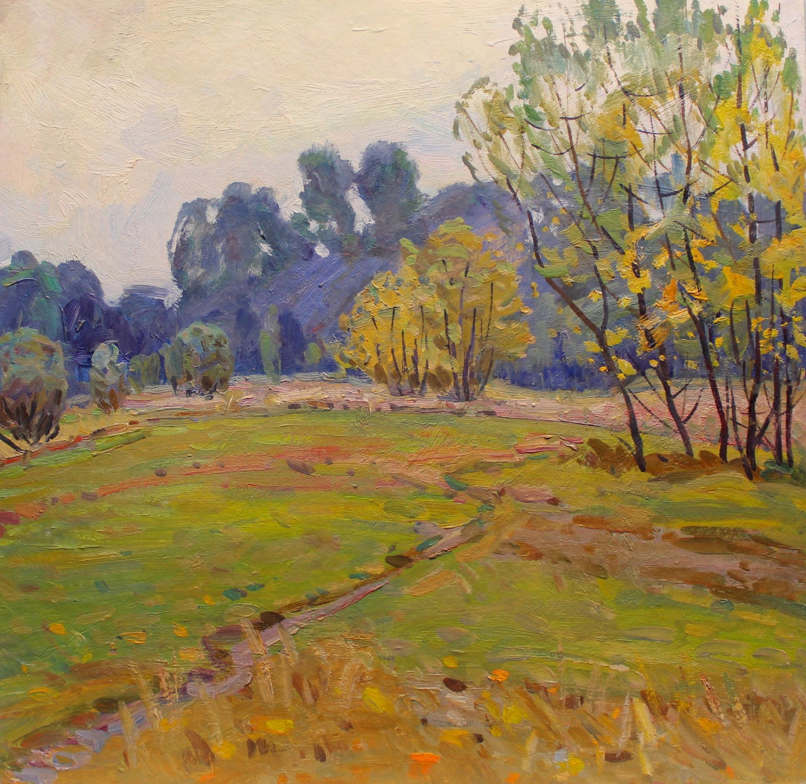 Tyukha Ivan (Ukrainian artist), "On the outskirts", oil on cardboard: Title: Tyukha Ivan (Ukrainian artist), "On the outskirts", oil on cardboard Artist: Tyukha Ivan Andriyovich Description: ARTIST: Tyukha Ivan Andriyovich, Ukrainian artist TITLE: "On the outskirts" 