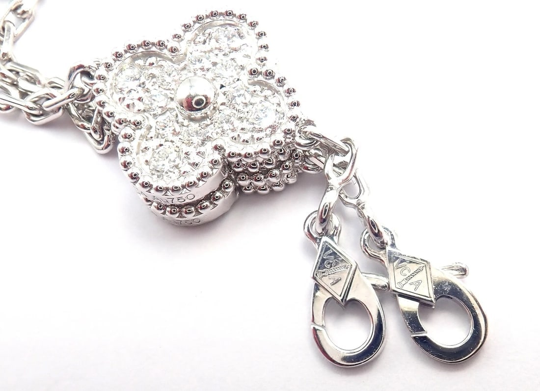 Van Cleef & Arpels 18k Gold Vintage Alhambra Diamond Necklace Bracelet Set Cert. - 11