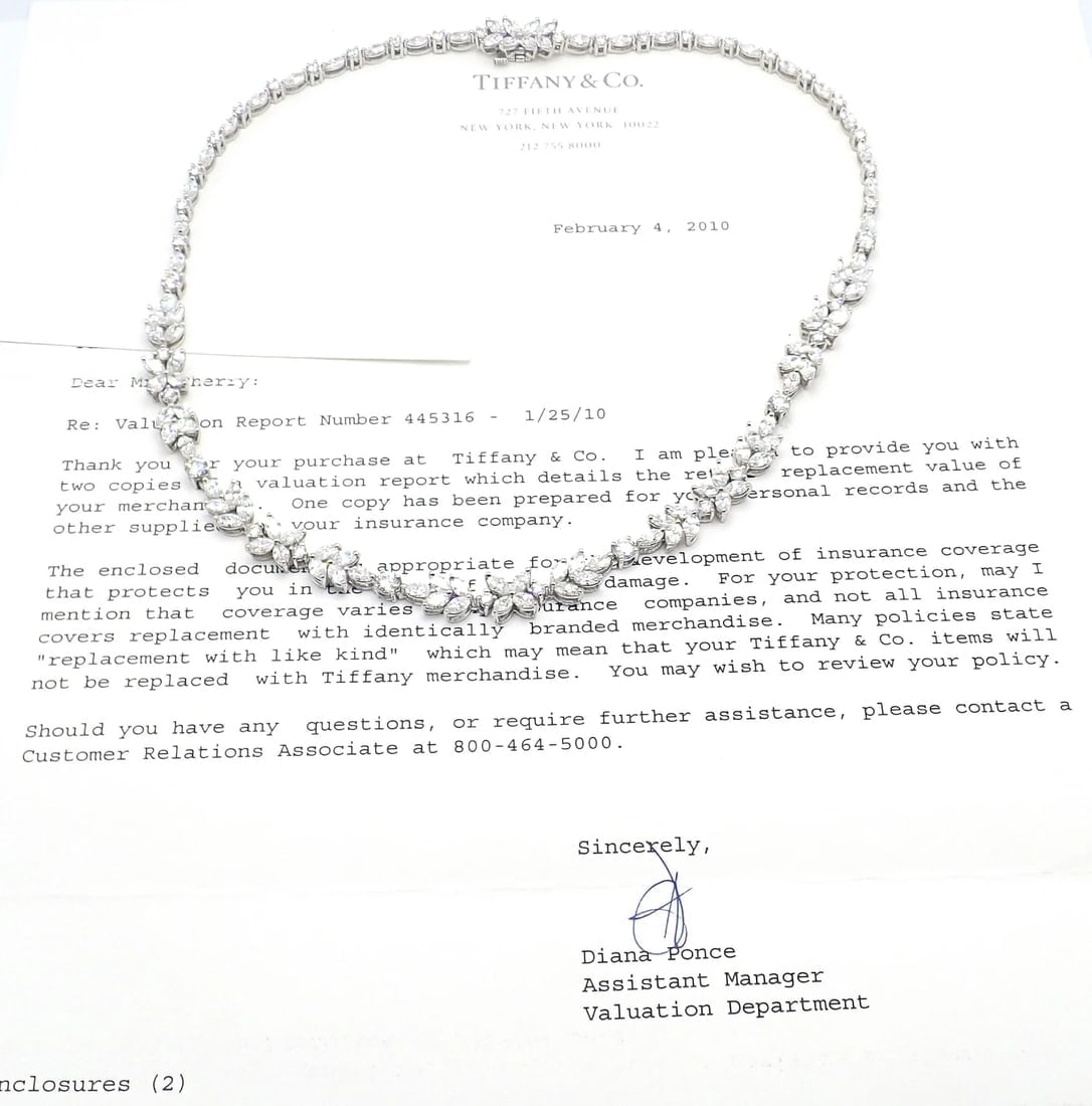 Tiffany & Co Victoria Platinum 15.92ct Diamond Mixed Cluster Necklace Paper - 4