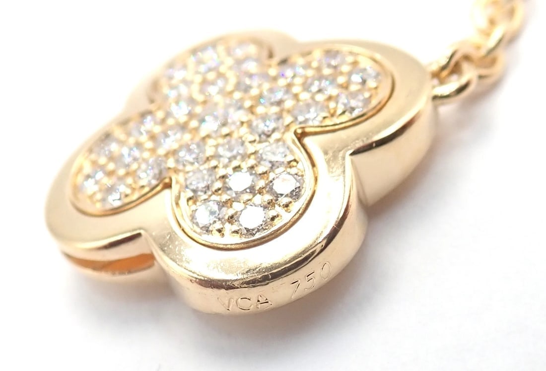 Authentic Van Cleef & Arpels 18k Yellow Gold Diamond Pure Alhambra Long Necklace - 10