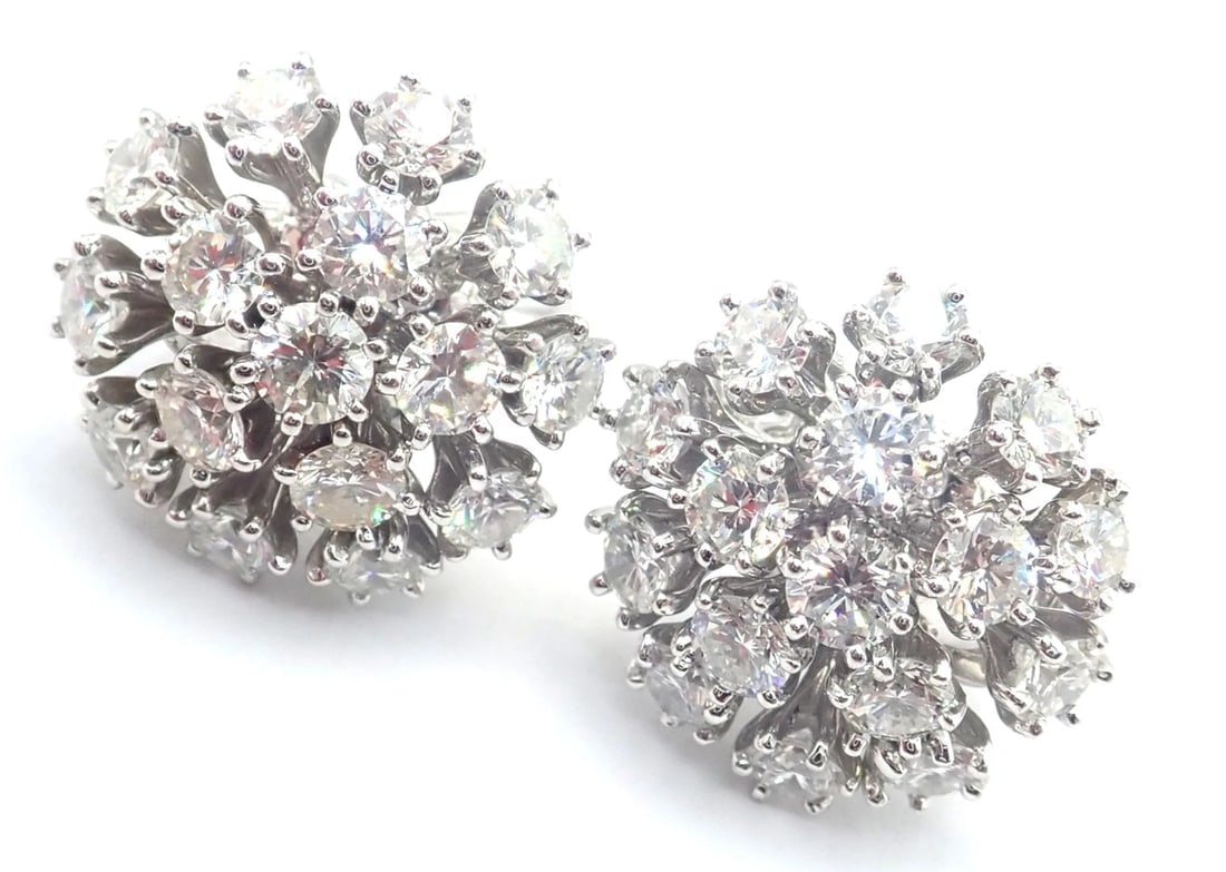 Authentic Tiffany & Co Spray Platinum Diamond Necklace Earrings Set Paper France - 5