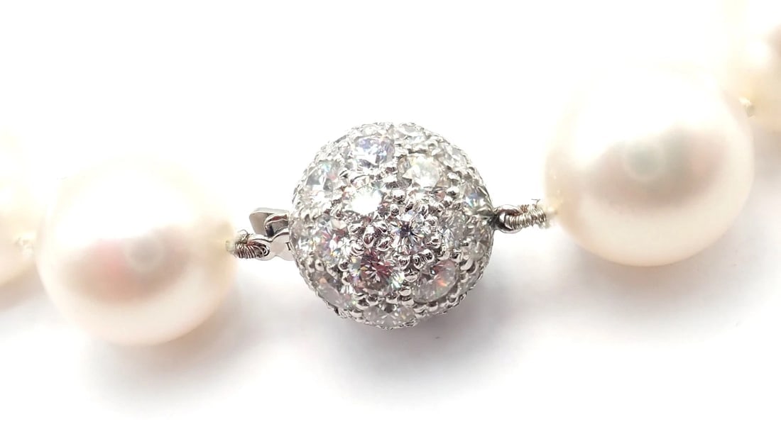 Authentic! Tiffany & Co Platinum Diamond South Sea Large Pearl Necklace Paper - 3