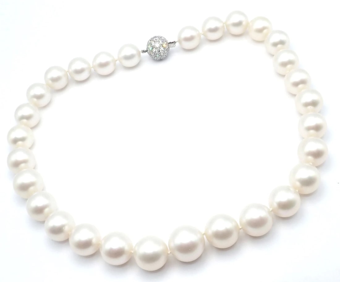 Authentic! Tiffany & Co Platinum Diamond South Sea Large Pearl Necklace Paper - 6