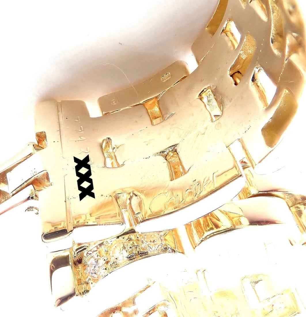 Authentic Cartier Maillon Panthere 18K Gold Diamond Five Row Link Gold Earrings - 13