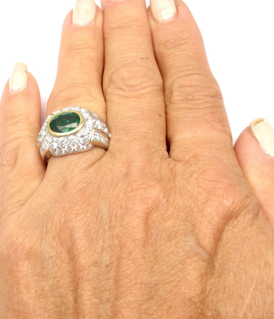 Rare! Authentic Patek Philippe Platinum Diamond Emerald Ring Certificate - 8