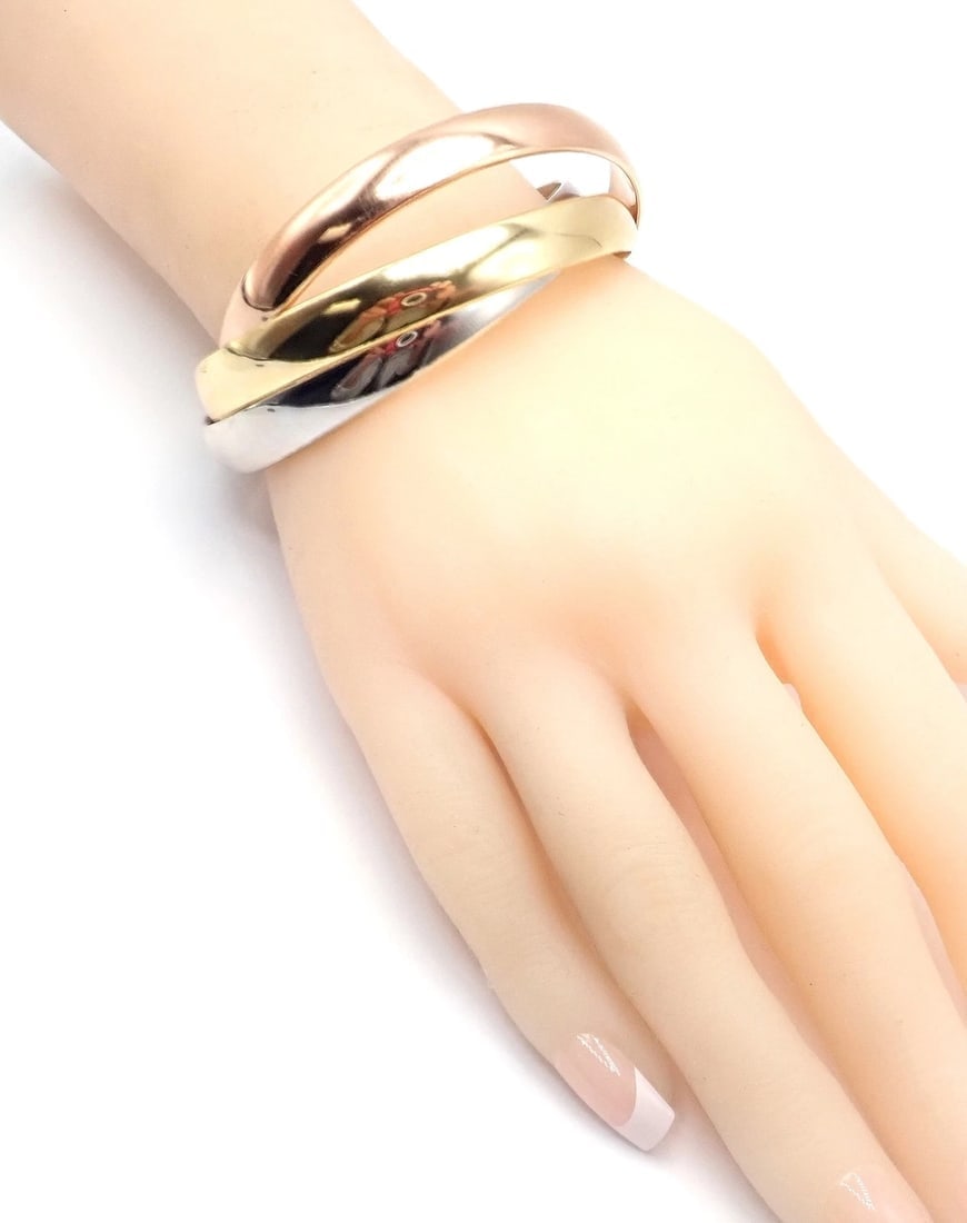 Cartier 18k Tricolor Gold Trinity Large Model Medium Size Bangle Bracelet - 3