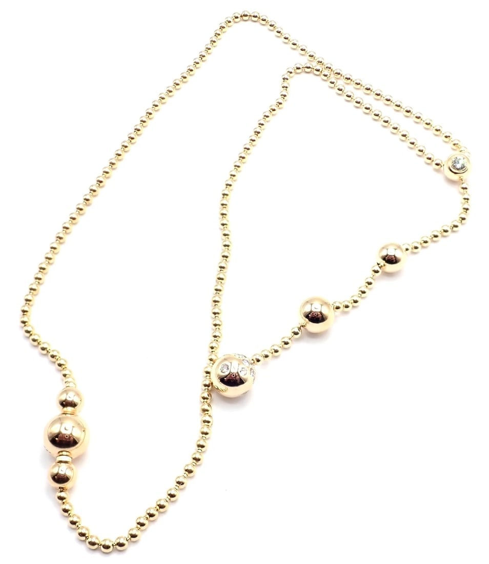 Authentic! Cartier Draperie de Decollate 18k Yellow Gold Diamond Necklace - 7