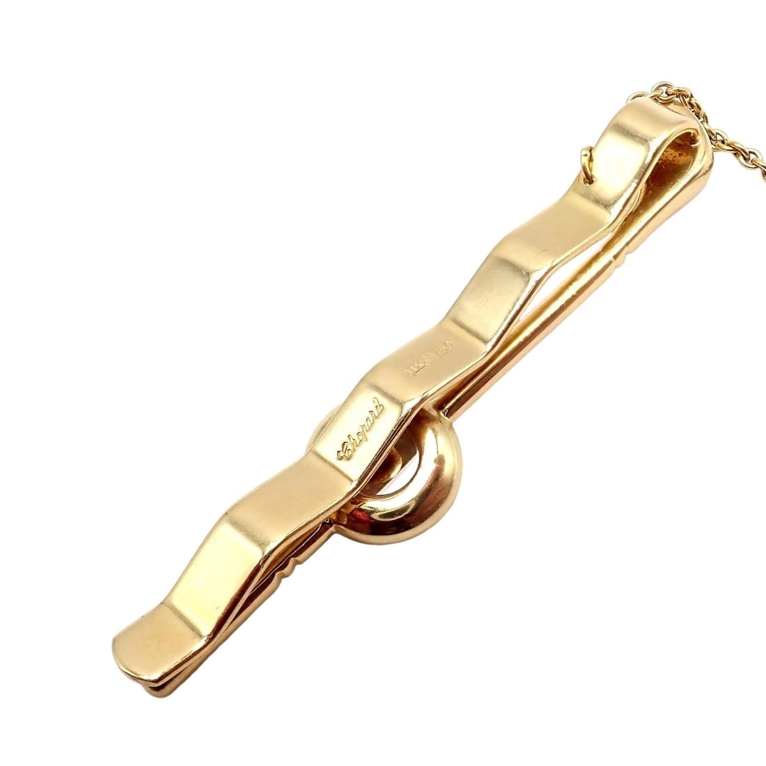 Authentic! Chopard 18k Yellow Gold Happy Diamond Golf Club Tie Clip - 7