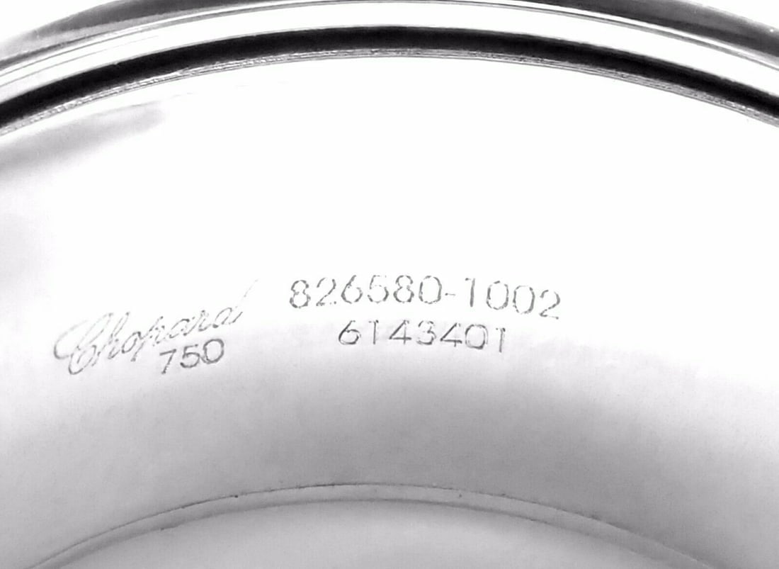 Chopard Chopardissimo 18k White Gold Diamond Signature Band Ring Size 6 Cert - 4