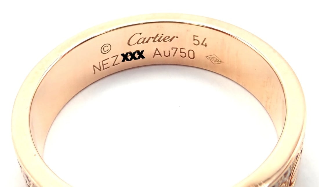 Authentic! Cartier Love 18k Rose Gold Diamond Paved Ring Size 54 US 6 3/4 - 7