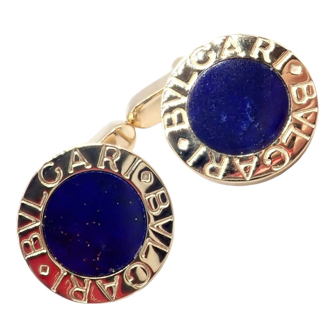 Authentic! Bvlgari Bulgari 18k Yellow Gold Lapis Lazuli Cufflinks - 11