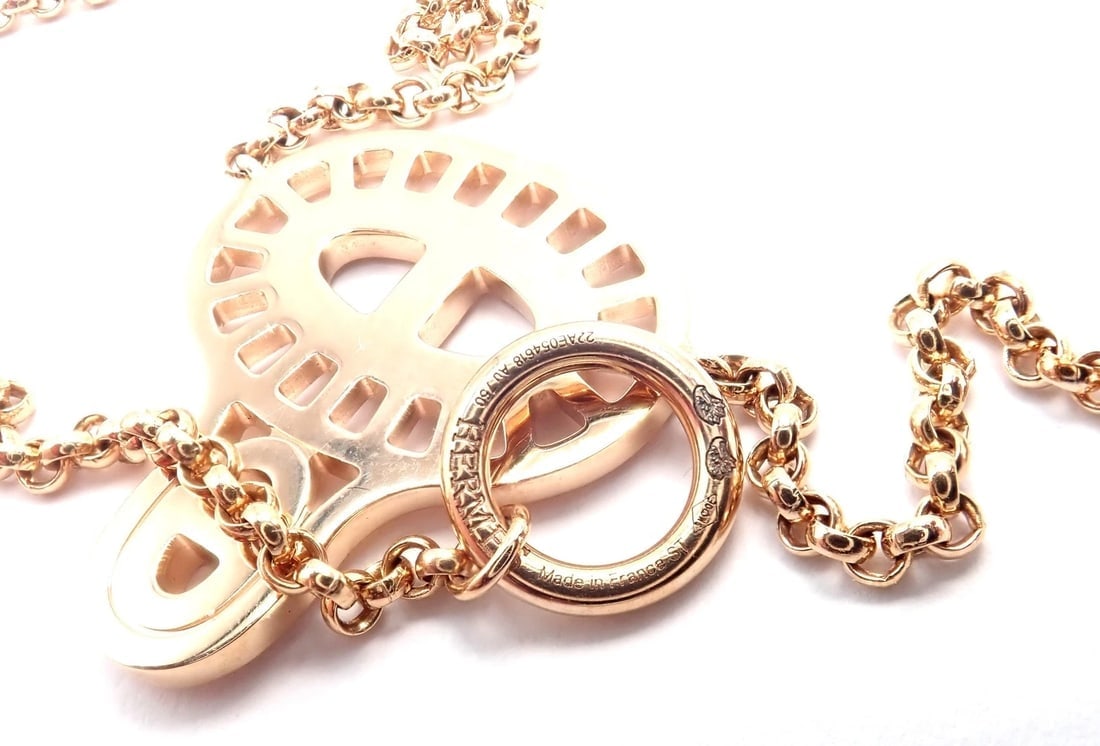Authentic! Hermes Chaine D'ancre Divine 18k Rose Gold Diamond Necklace Cert Box - 8