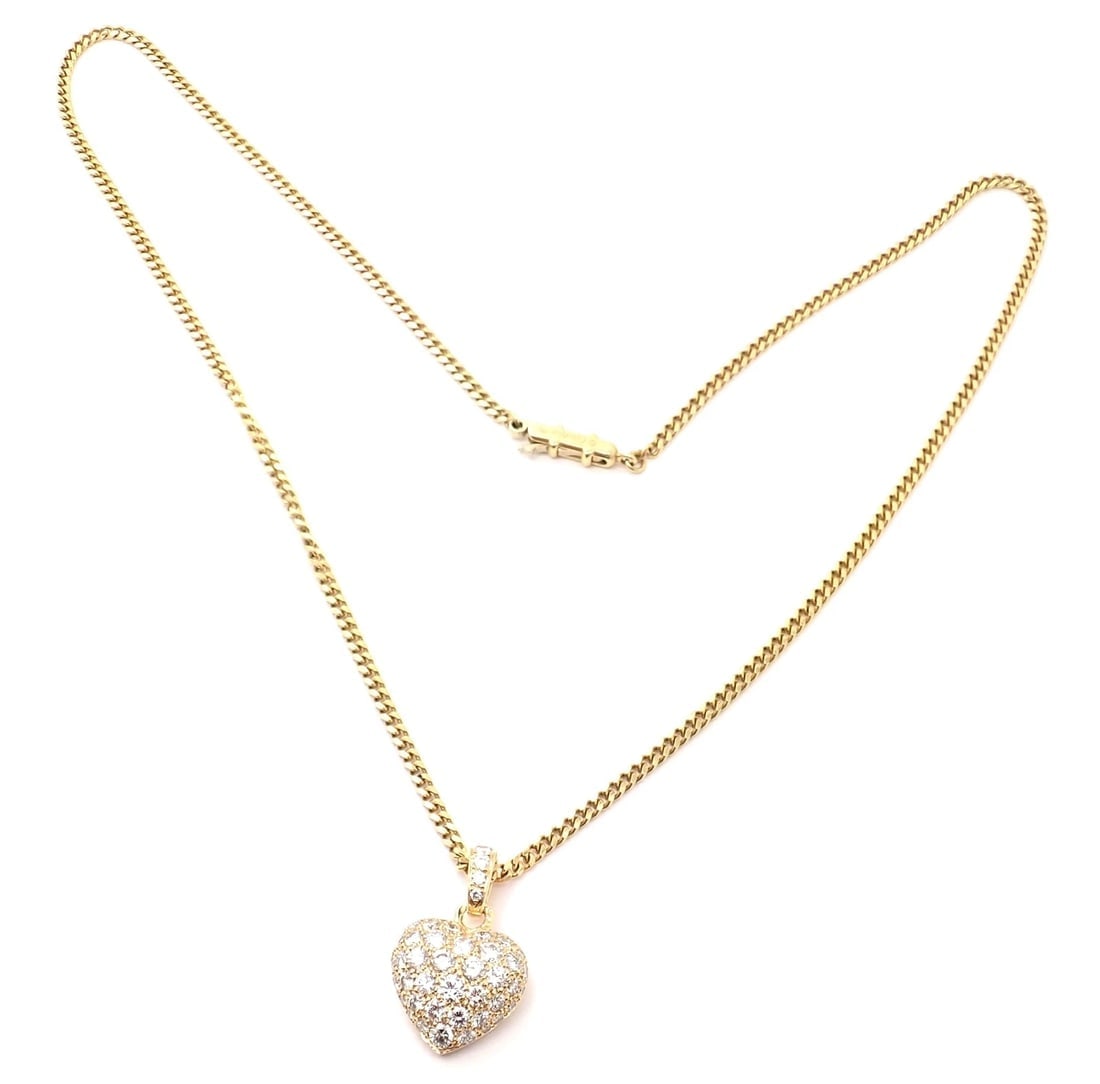 Authentic! Cartier 18k Yellow Gold 2ct Diamond Pavé Large Heart Pendant Necklace - 5