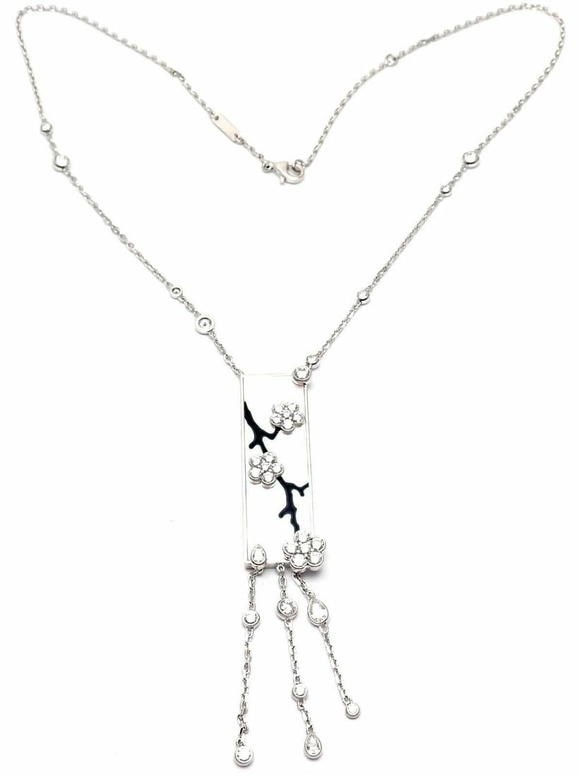 Authentic! Van Cleef & Arpels Miroir Des Eaux 18k Gold Diamond MOP Necklace - 4